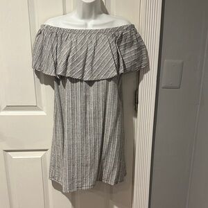 Old Navy Strapless Gray Striped Dress